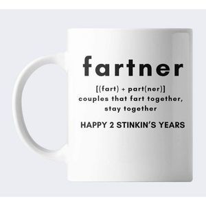 Funny quote “fartner” Couple gift. Custom personalized white mug